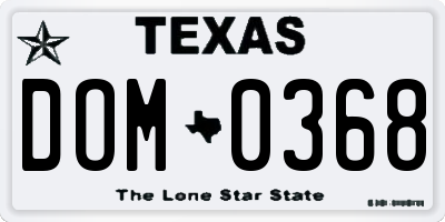 TX license plate DOM0368