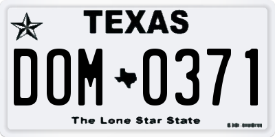 TX license plate DOM0371
