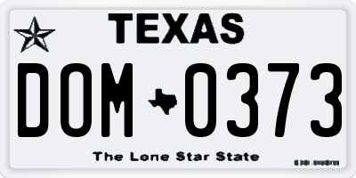 TX license plate DOM0373