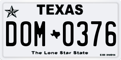 TX license plate DOM0376