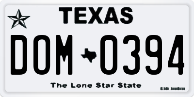TX license plate DOM0394