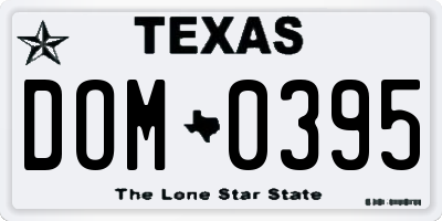 TX license plate DOM0395