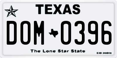 TX license plate DOM0396