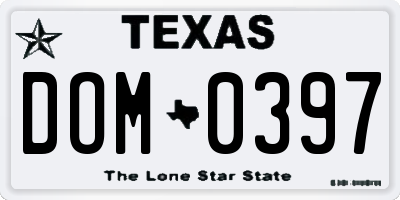 TX license plate DOM0397