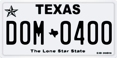 TX license plate DOM0400