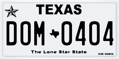TX license plate DOM0404