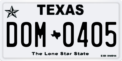 TX license plate DOM0405