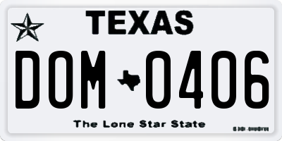 TX license plate DOM0406