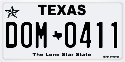 TX license plate DOM0411