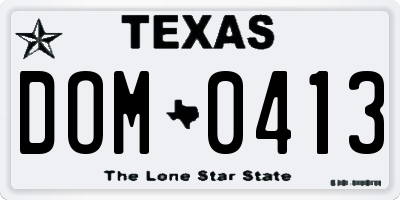 TX license plate DOM0413
