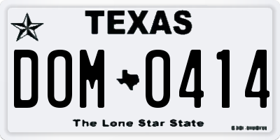 TX license plate DOM0414