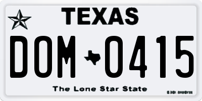 TX license plate DOM0415