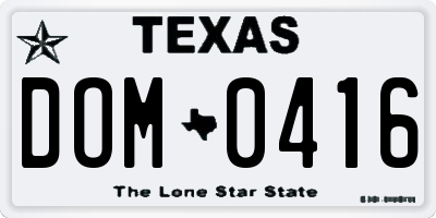 TX license plate DOM0416