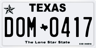 TX license plate DOM0417