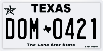 TX license plate DOM0421