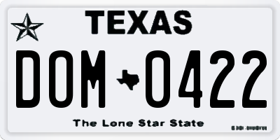 TX license plate DOM0422