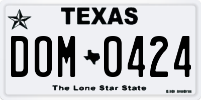 TX license plate DOM0424