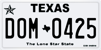 TX license plate DOM0425