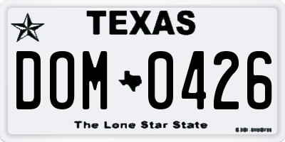 TX license plate DOM0426