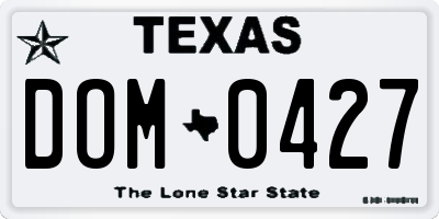 TX license plate DOM0427
