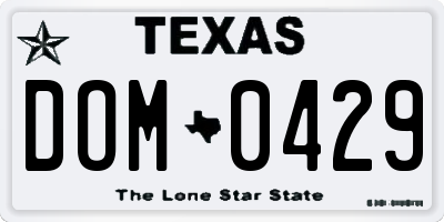 TX license plate DOM0429
