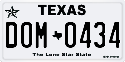 TX license plate DOM0434