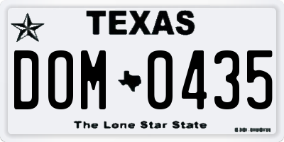 TX license plate DOM0435