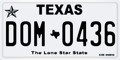 TX license plate DOM0436