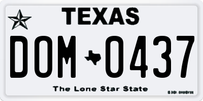 TX license plate DOM0437