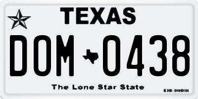 TX license plate DOM0438