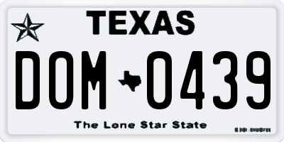 TX license plate DOM0439