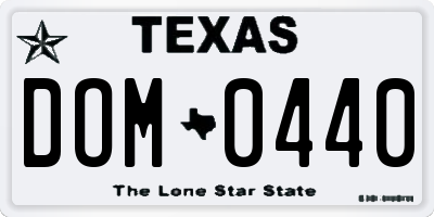 TX license plate DOM0440