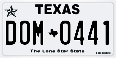 TX license plate DOM0441