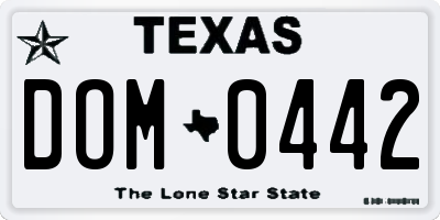 TX license plate DOM0442