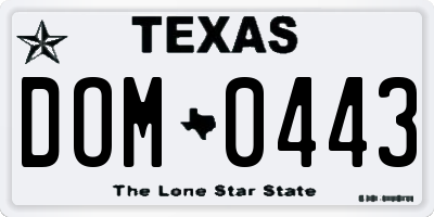 TX license plate DOM0443