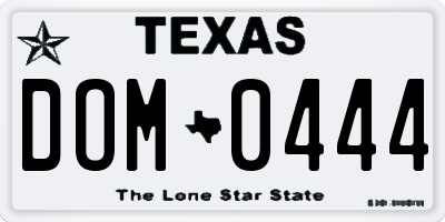TX license plate DOM0444