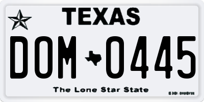 TX license plate DOM0445
