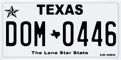 TX license plate DOM0446