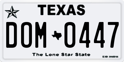 TX license plate DOM0447