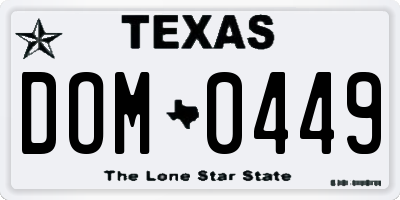 TX license plate DOM0449