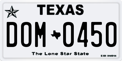 TX license plate DOM0450