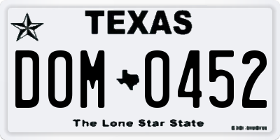 TX license plate DOM0452