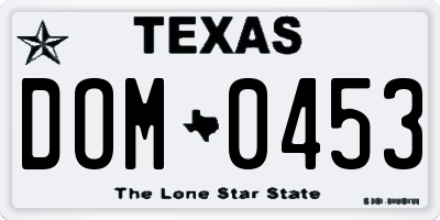 TX license plate DOM0453