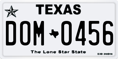 TX license plate DOM0456