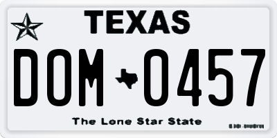 TX license plate DOM0457