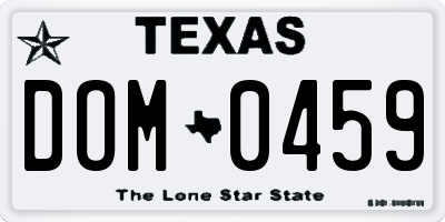 TX license plate DOM0459