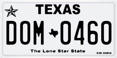 TX license plate DOM0460