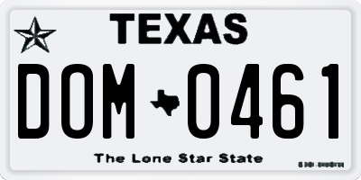 TX license plate DOM0461