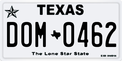 TX license plate DOM0462