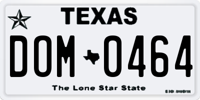 TX license plate DOM0464